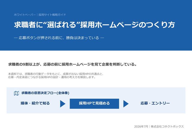 求職者に“選ばれる”採用ホームページのつくり方の表紙
