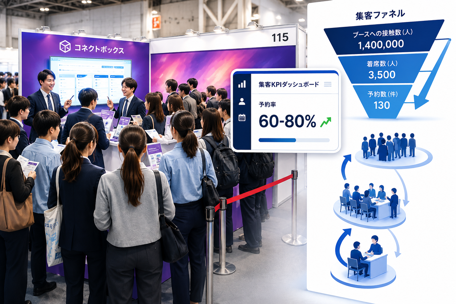 合同説明会でのブース運営とデータ活用のイメージ